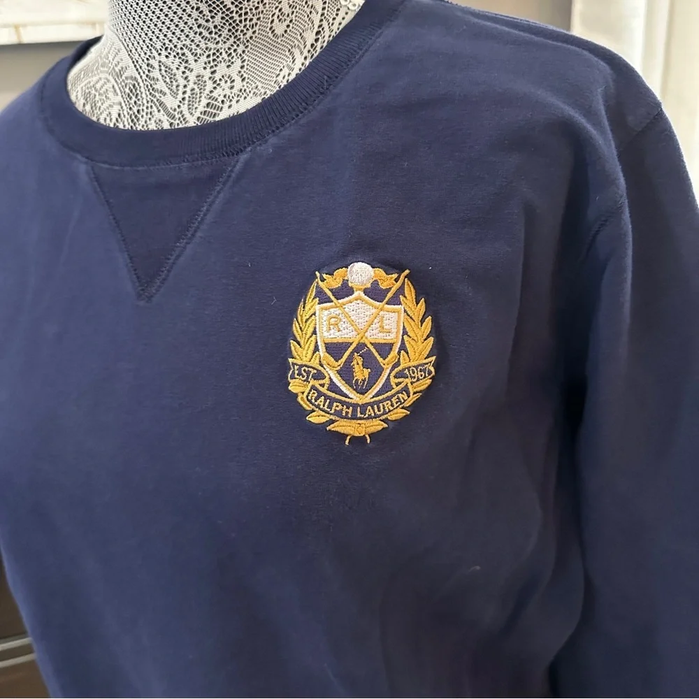 Ralph Lauren Navy Sweatshirt with Gold Emblem - Picture 3 of 15